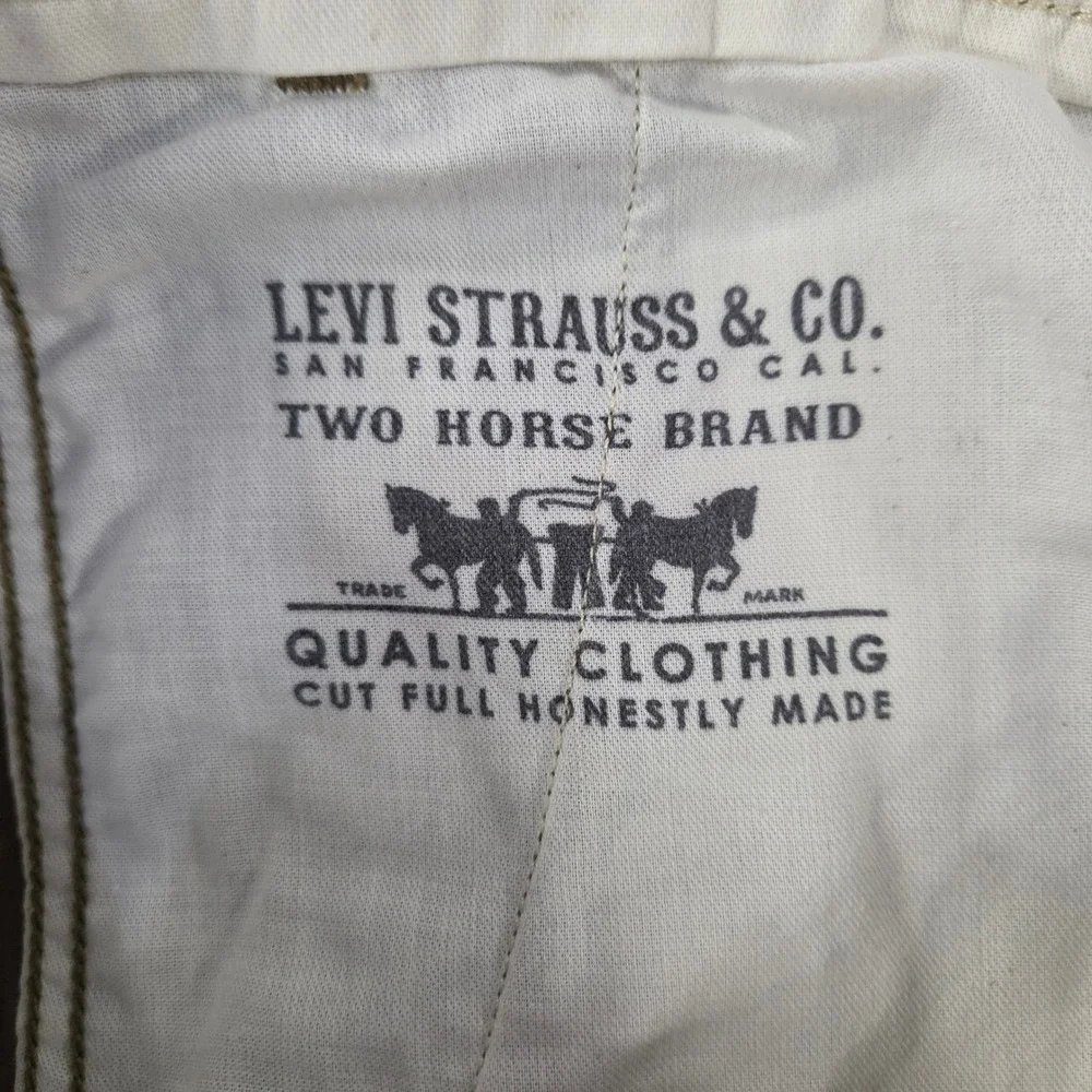 Levi Strauss & Co Two Horse Brand Khaki Chino Pants Mens Tan Straight Leg 34x30